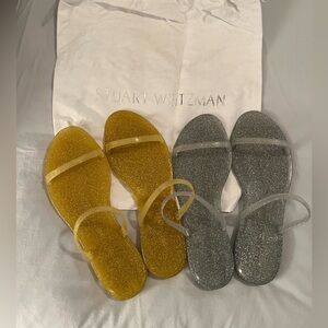 Stuart Weitzman glitter jelly Sandals - Gold & Silver